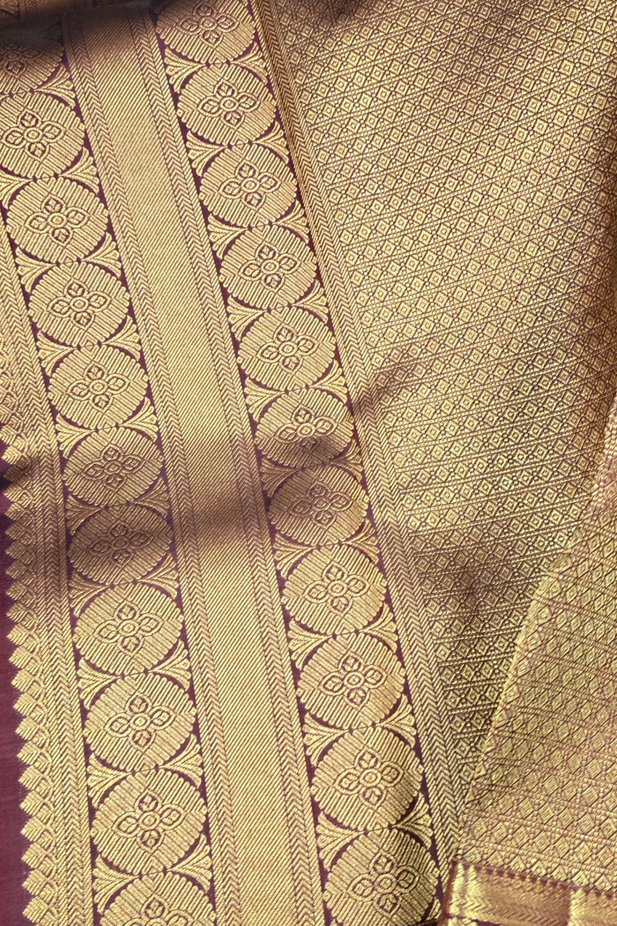 Close-up of a patterned fabric with intricate designs.
