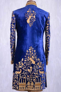 Midnight Blue Sherwani with Zari Highlights