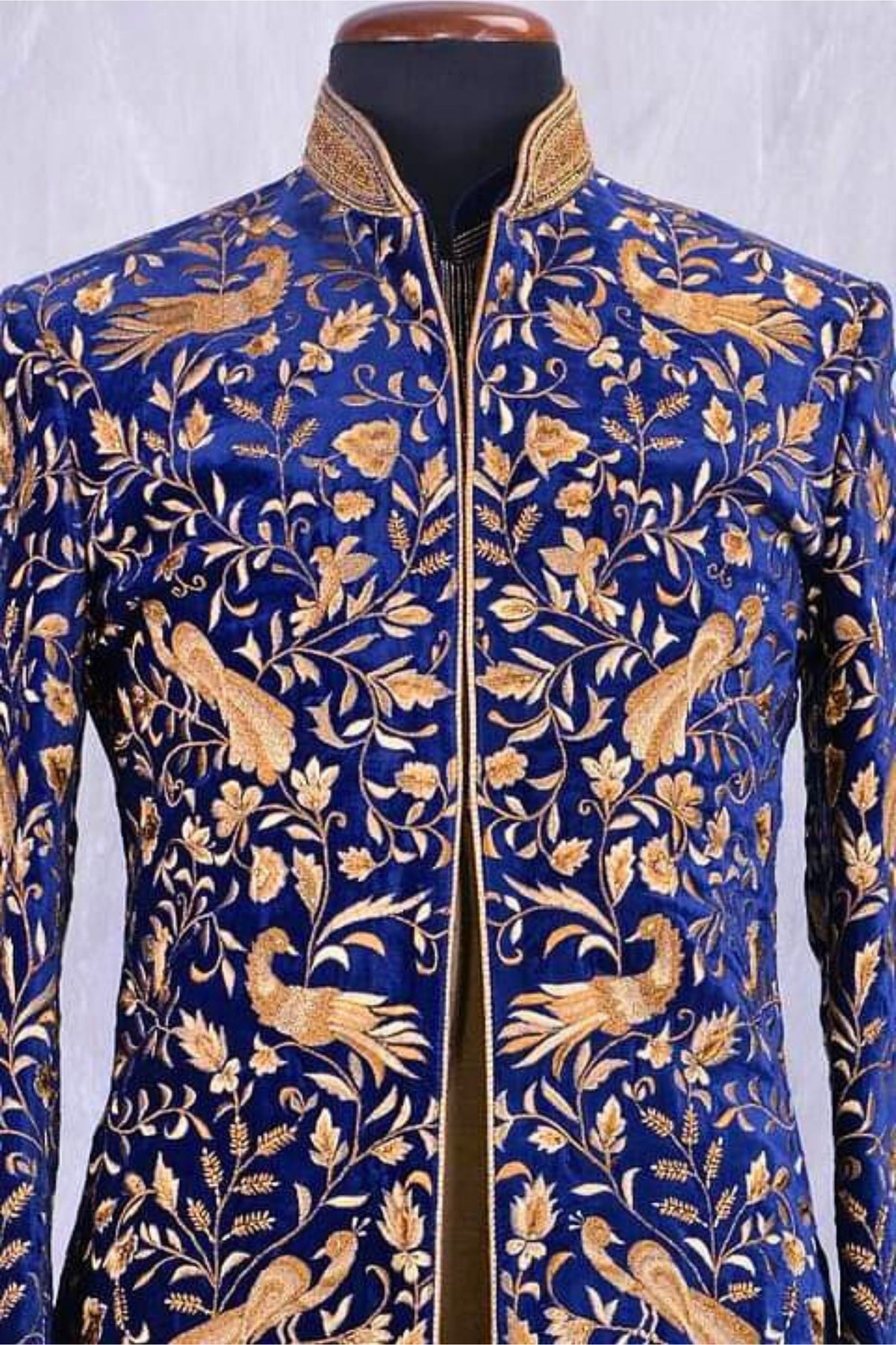 Midnight Blue Sherwani with Zari Highlights