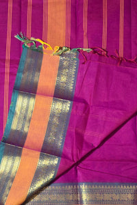 Graceful Purple Cotton Saree with Dual Tone Border