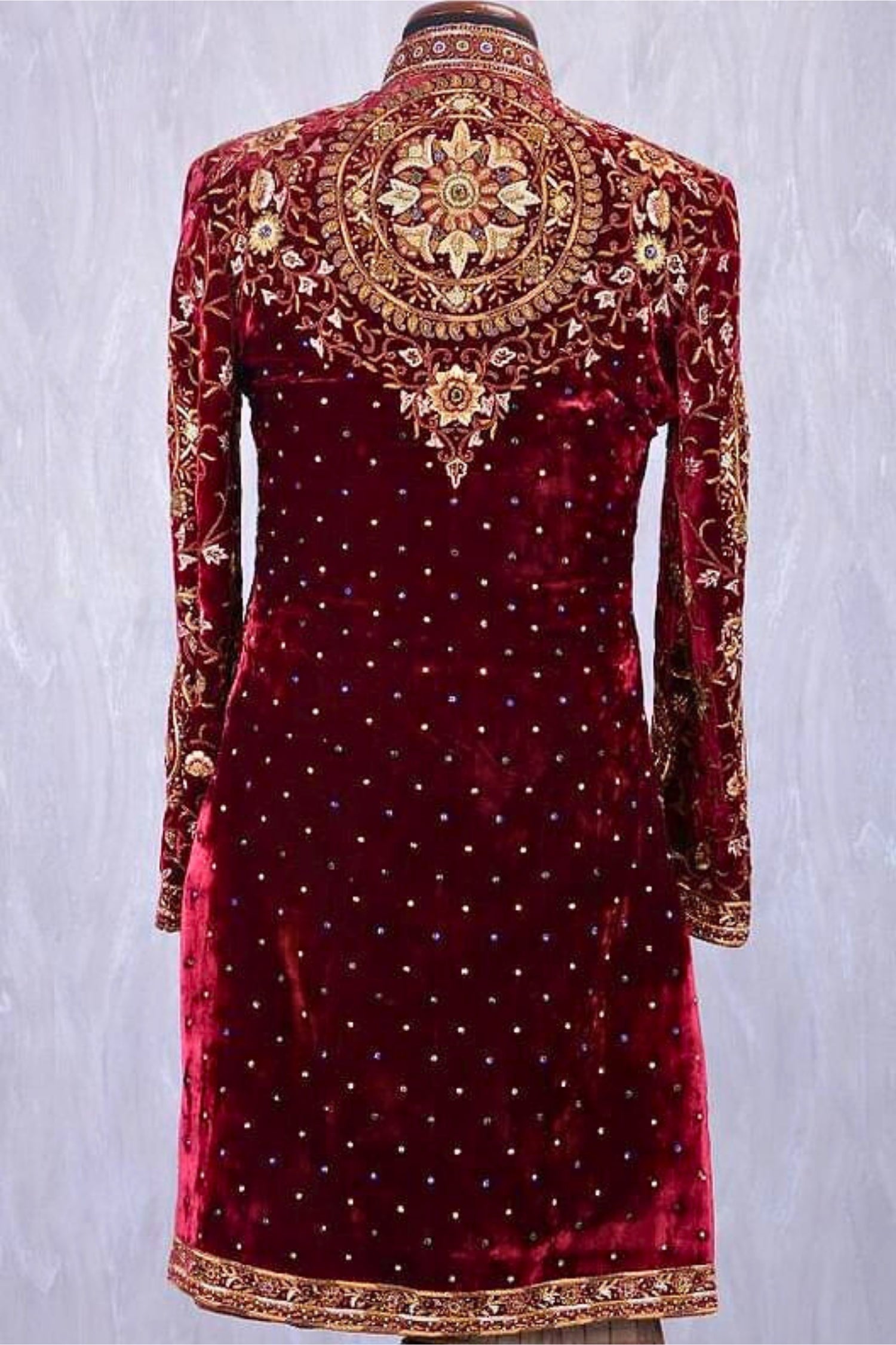 Maroon Full Work Sherwani