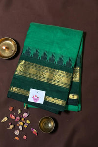 Elegant Light Green Cotton Saree with Dark Green Border