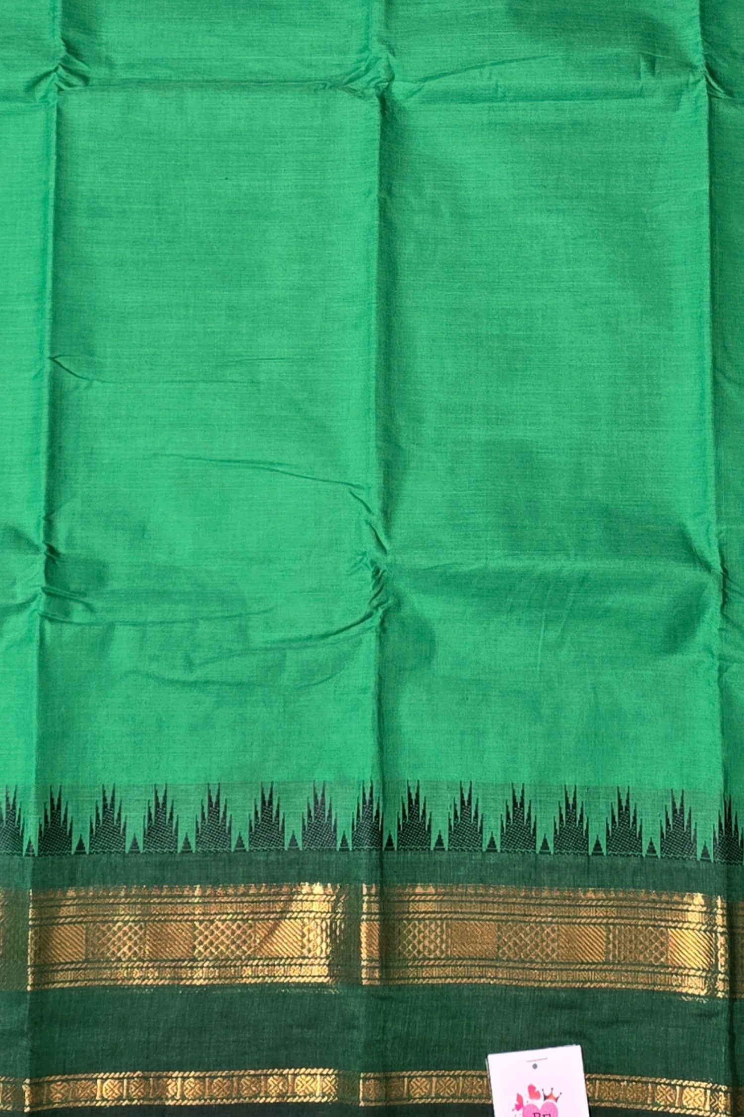 Elegant Light Green Cotton Saree with Dark Green Border
