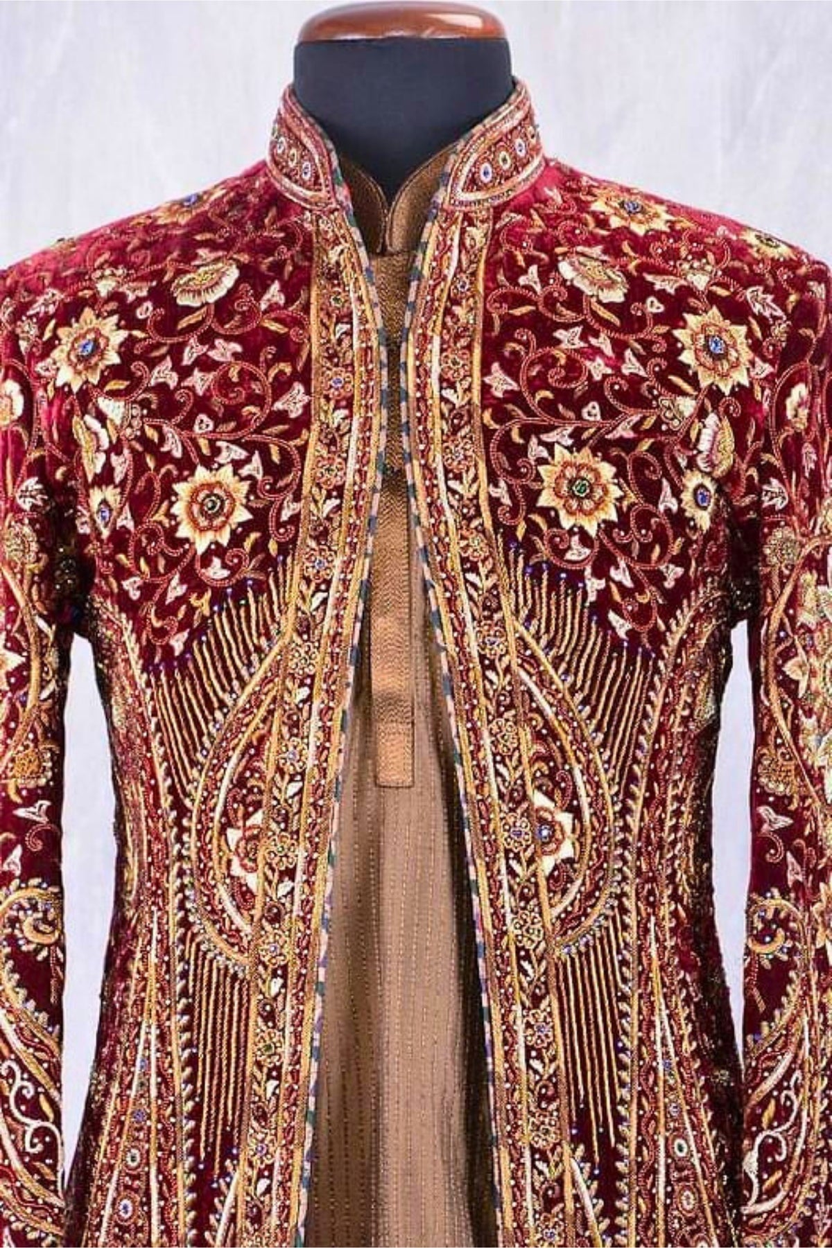 Maroon Full Work Sherwani