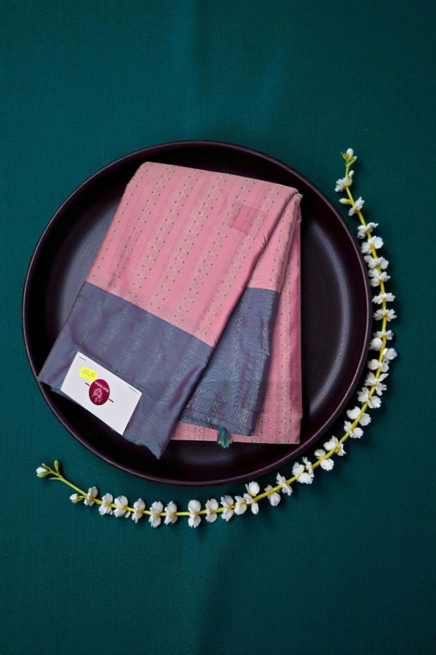 Elegant Pink Semi Silk Saree with Sophisticated Grey Border