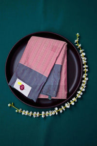 Elegant Pink Semi Silk Saree with Sophisticated Grey Border