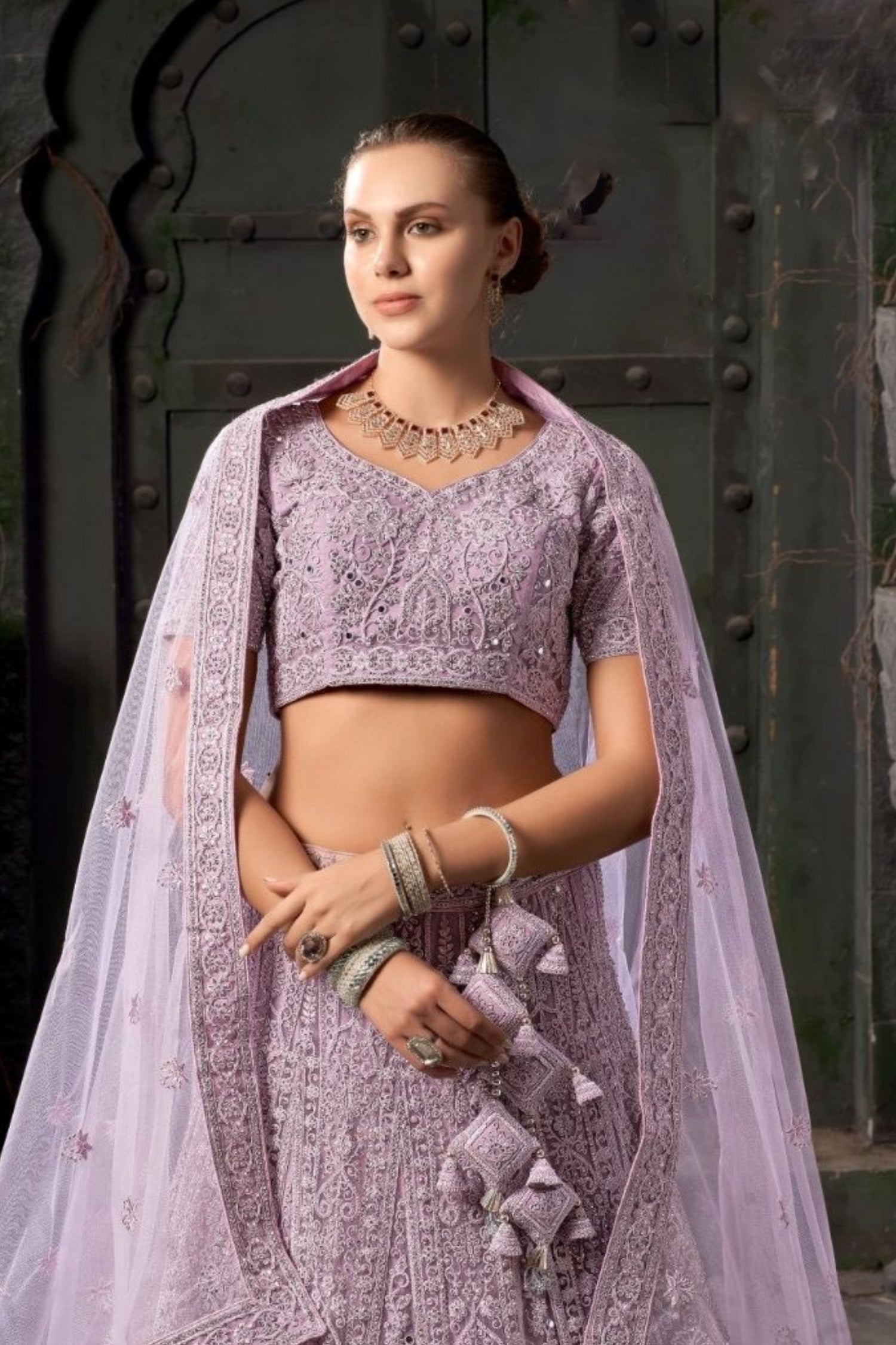 Lavender Bridal Lehenga – Ethereal Elegance in Net
