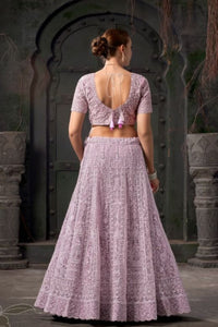 Lavender Bridal Lehenga – Ethereal Elegance in Net-backview
