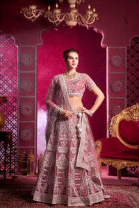 Light Pink Lifestyle Bridal Net Mirror Zarkan Lehenga Cholis