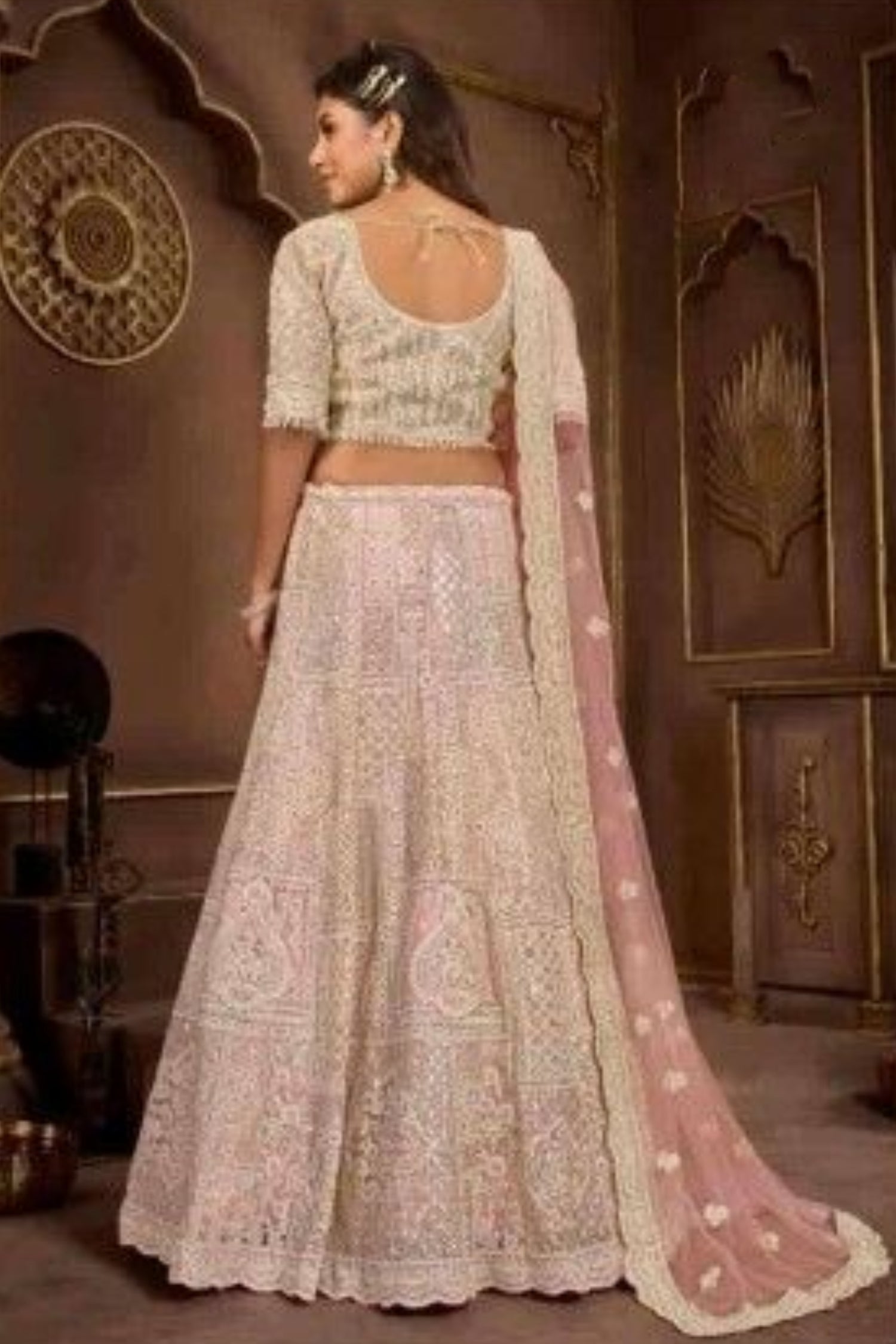 Anantesh Lifestyle Bridal  Net Mirror Zarkan Lehenga Cholis