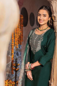 Elegant Green Embroidered Handwork Viscose Salwar Suit