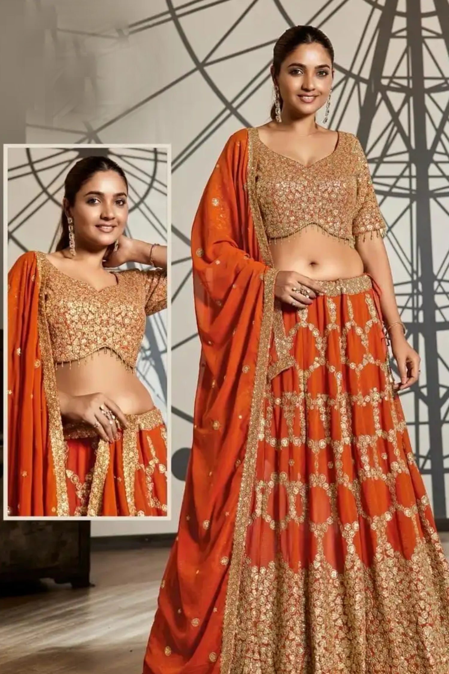 BONNYS NX Fancy Orange Wedding Wear Lehenga Choli