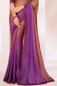 Elegant Brown & Purple Designer Saree