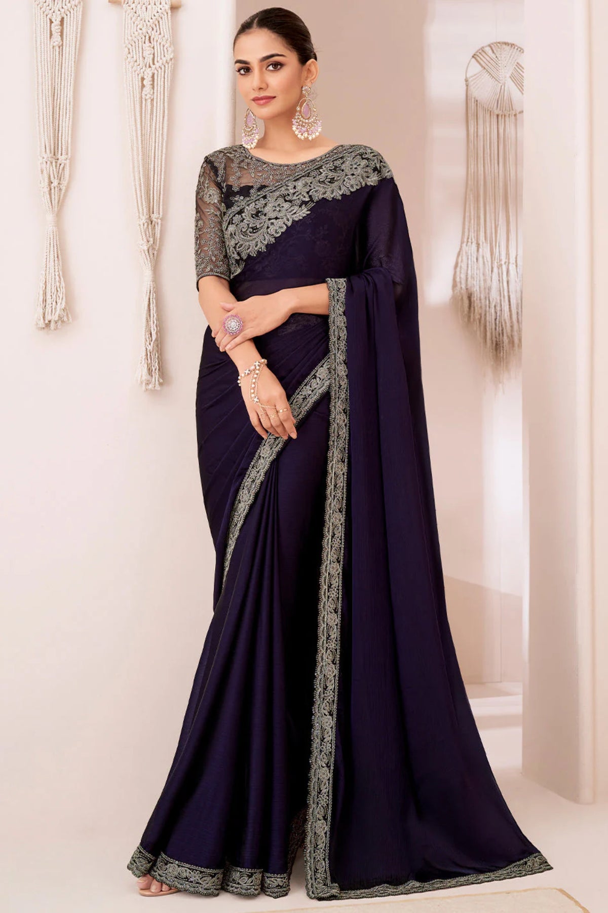 Exquisite Eggplant Purple Designer Saree