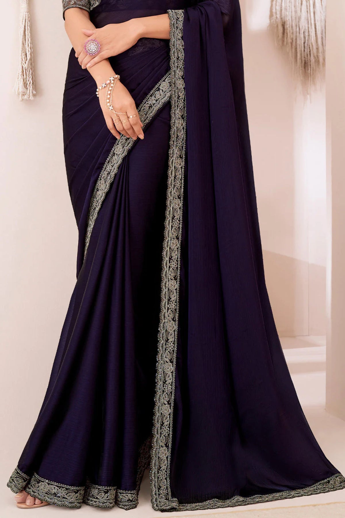 Exquisite Eggplant Purple Designer Saree