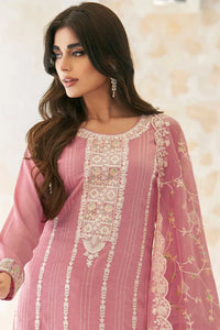 Embroidered Art Silk Pakistani Suit in Pink