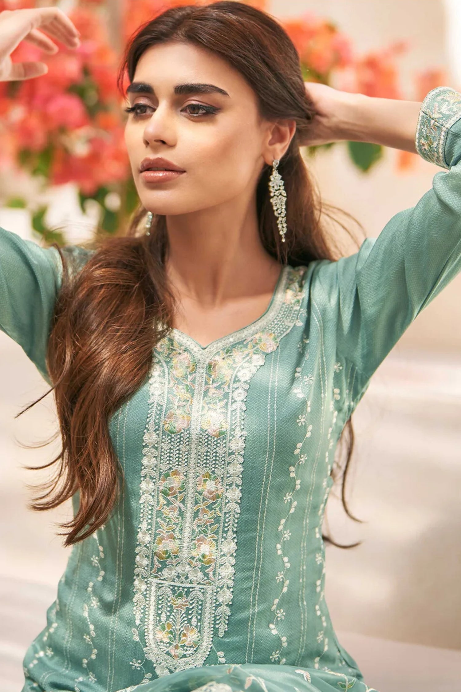 Embroidered Art Silk Pakistani Suit in Light Blue