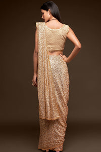 Ivory Sequin Embellished Georgette Party Wear Saree