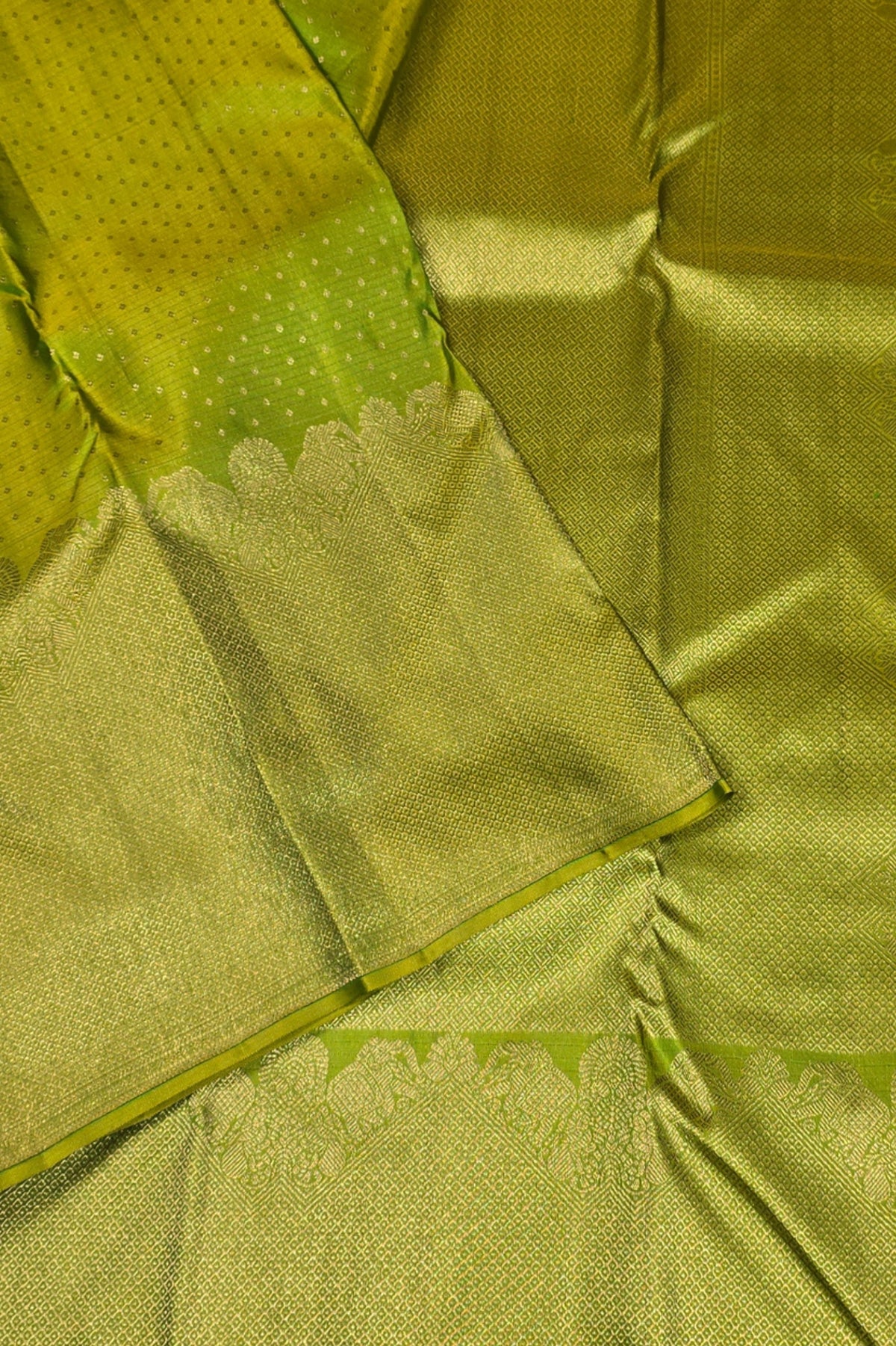 Vibrant Apple Green Kanchipuram Silk Saree