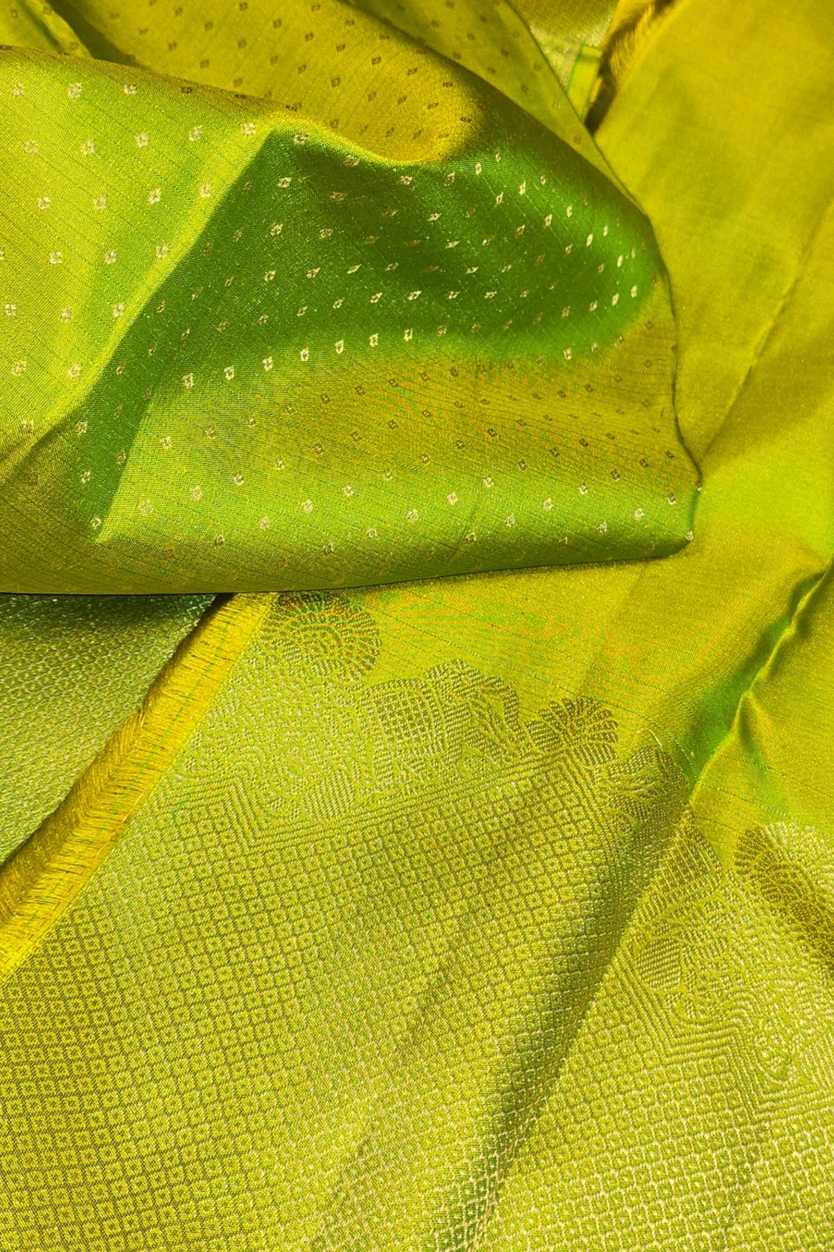 Vibrant Apple Green Kanchipuram Silk Saree