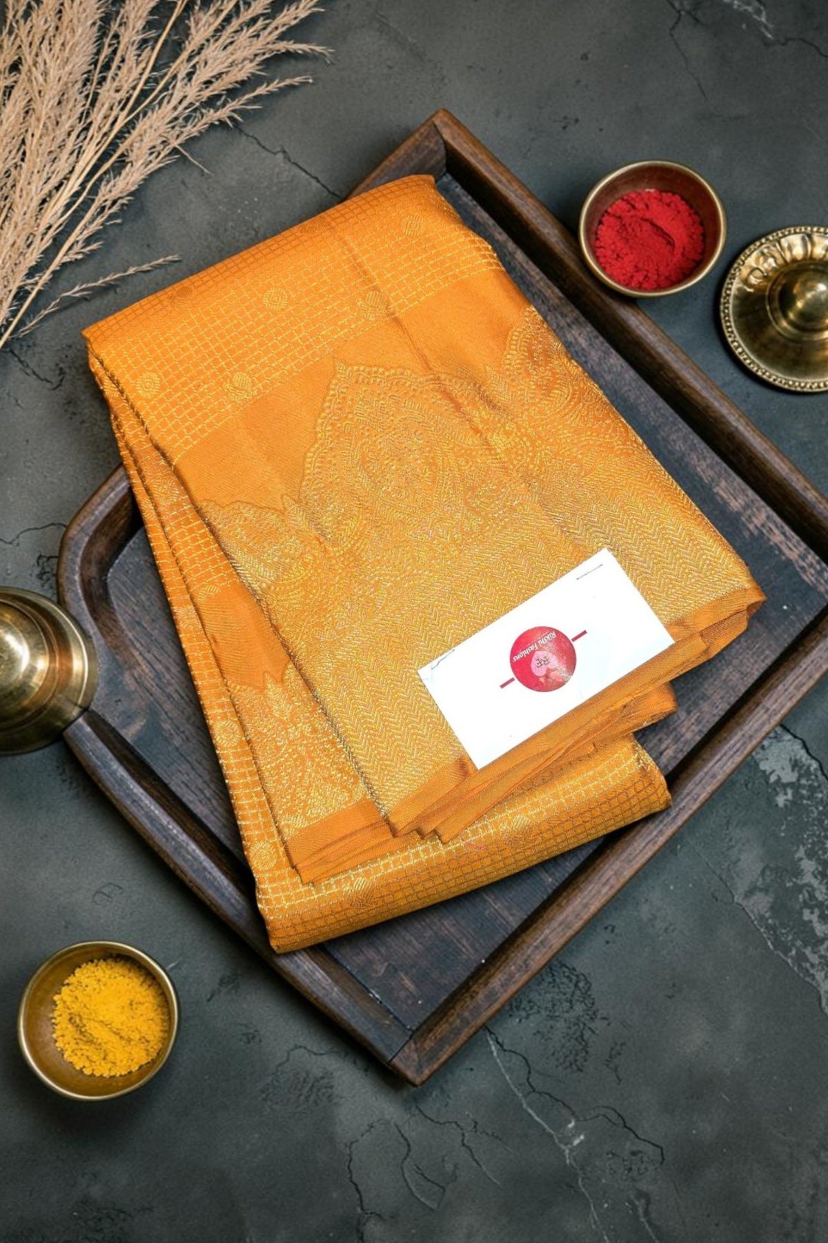 Radiant Persian Orange Kanchipuram Silk Saree