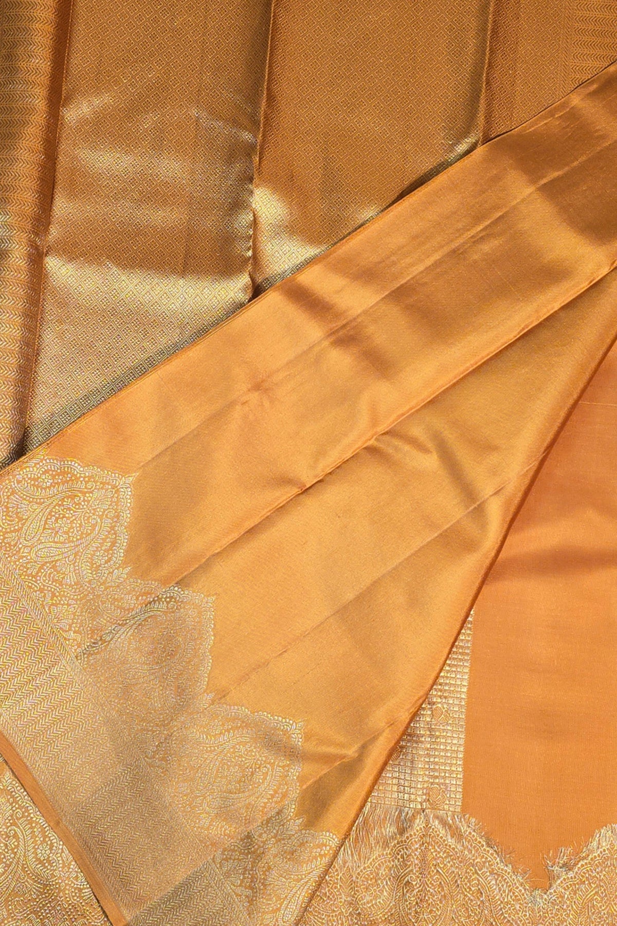 Radiant Persian Orange Kanchipuram Silk Saree
