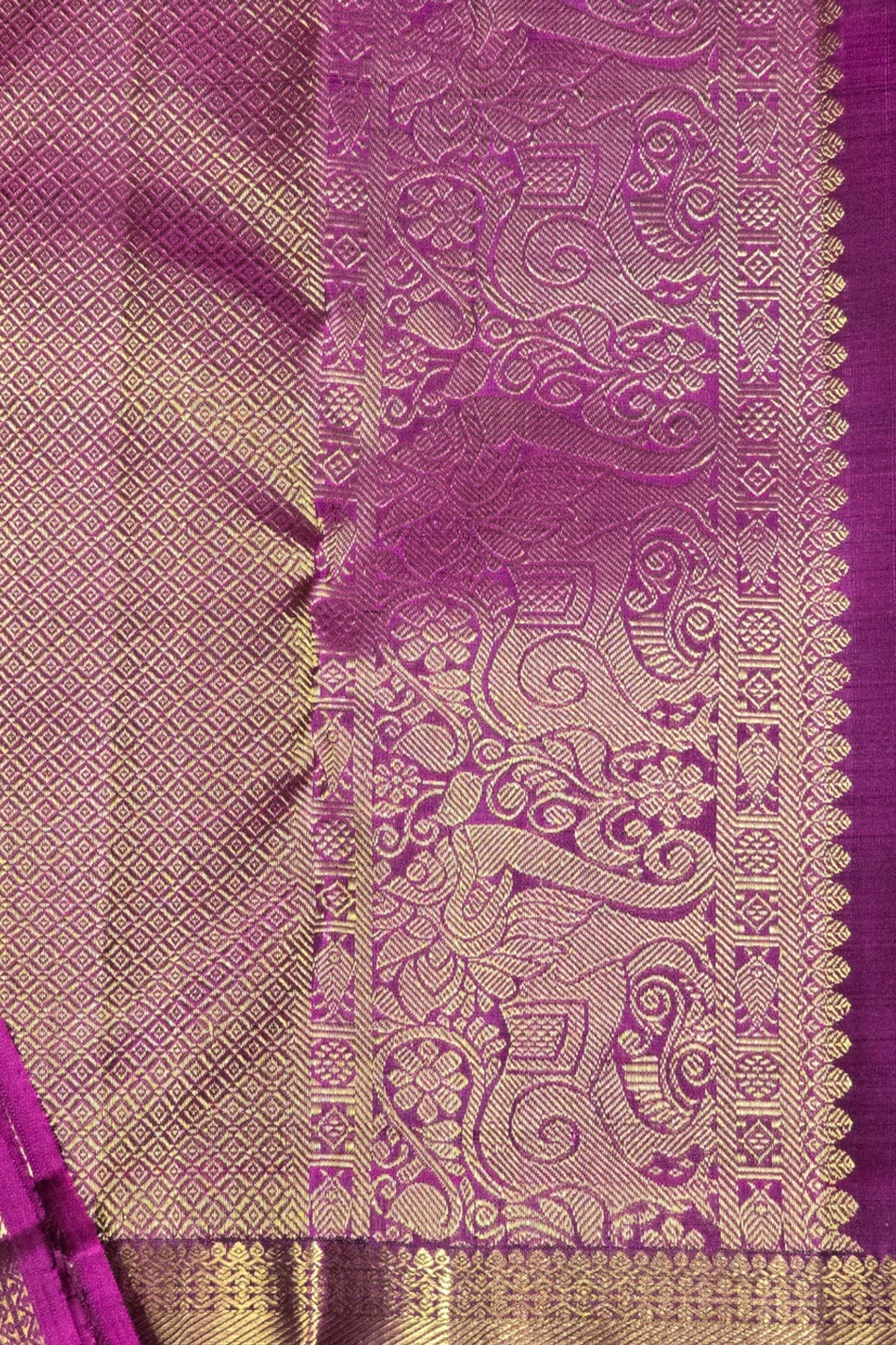 Elegant Dark Charcoal Kanchipuram Silk Saree with Dark Pink Border