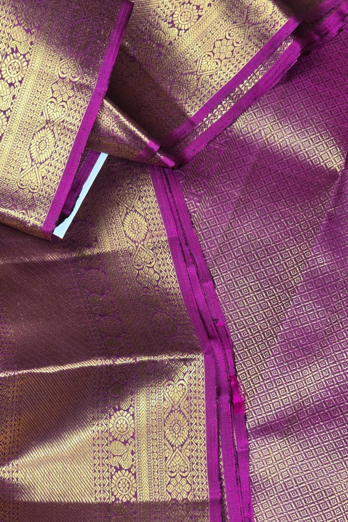 Elegant Dark Charcoal Kanchipuram Silk Saree with Dark Pink Border
