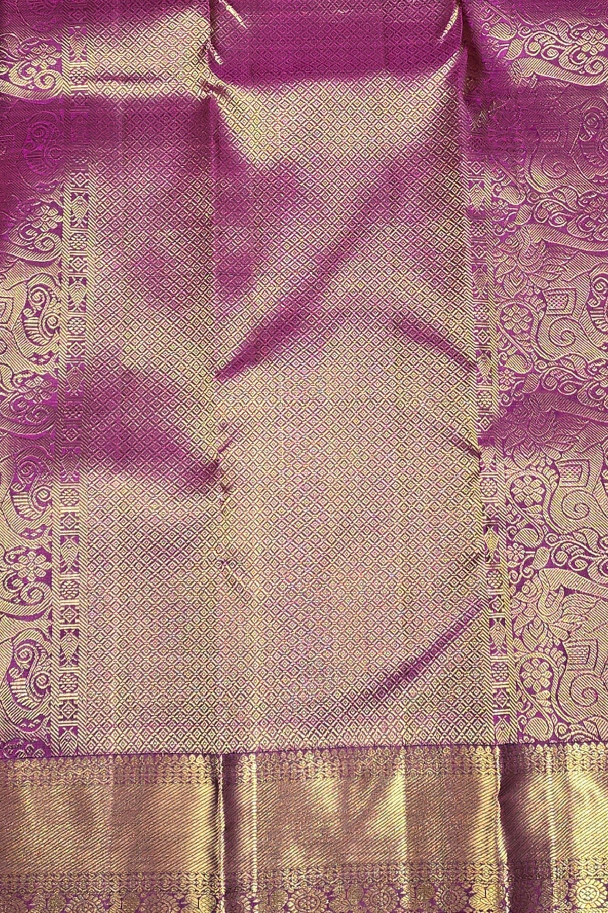 Elegant Dark Charcoal Kanchipuram Silk Saree with Dark Pink Border