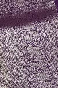 Royal Purple Kanchipuram Silk Saree with Silver Floral Patterns