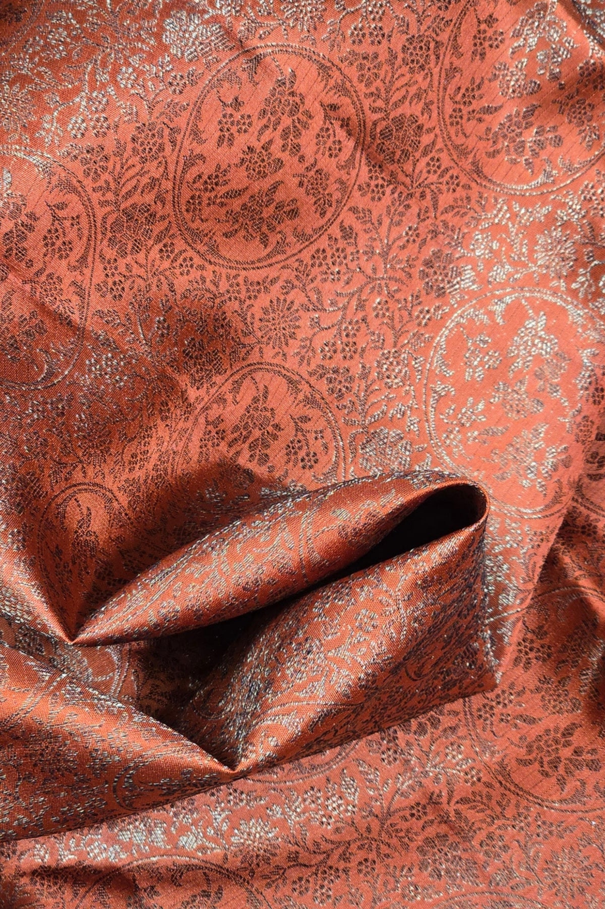 Elegant Deep Chestnut Kanchipuram Silk Saree