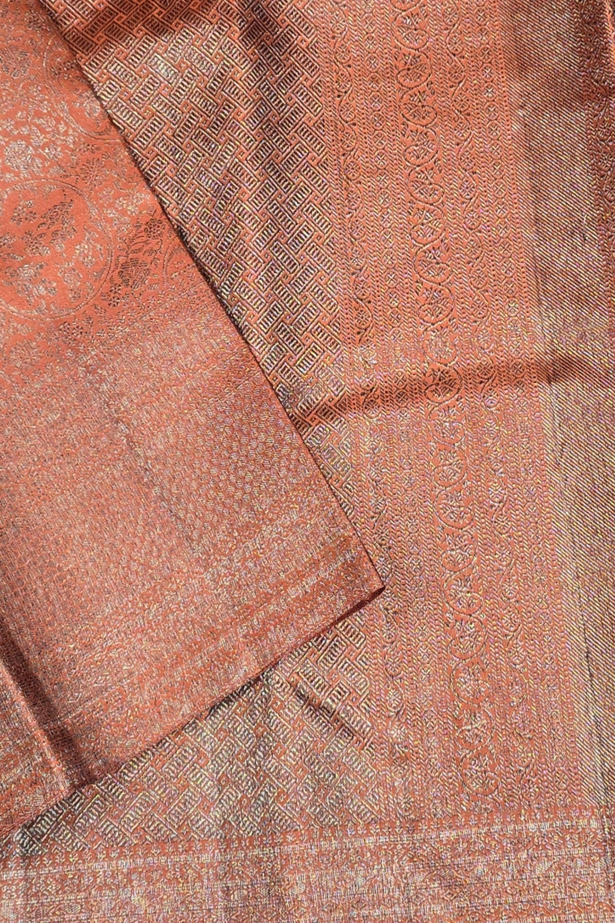 Elegant Deep Chestnut Kanchipuram Silk Saree