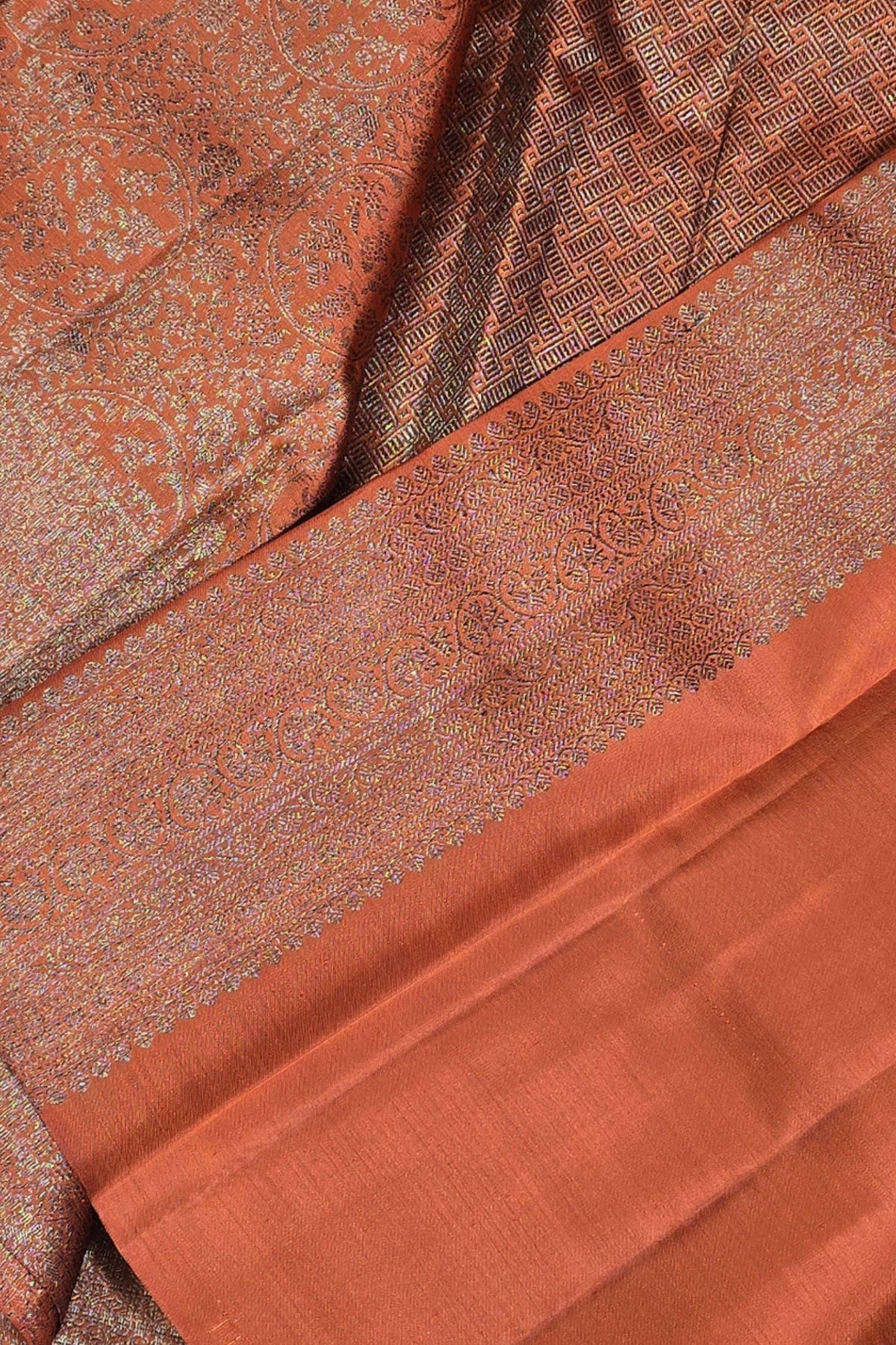 Elegant Deep Chestnut Kanchipuram Silk Saree
