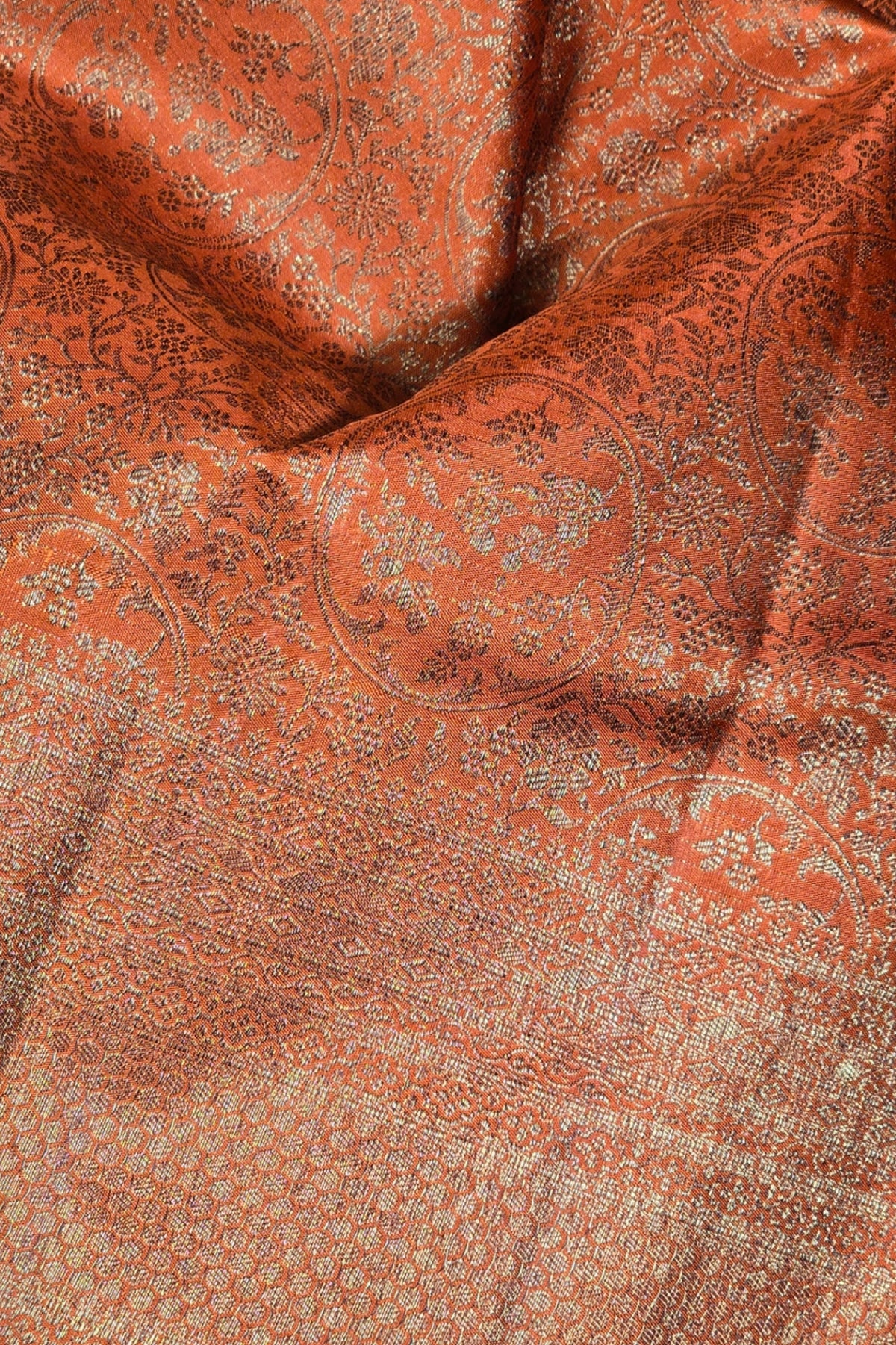 Elegant Deep Chestnut Kanchipuram Silk Saree