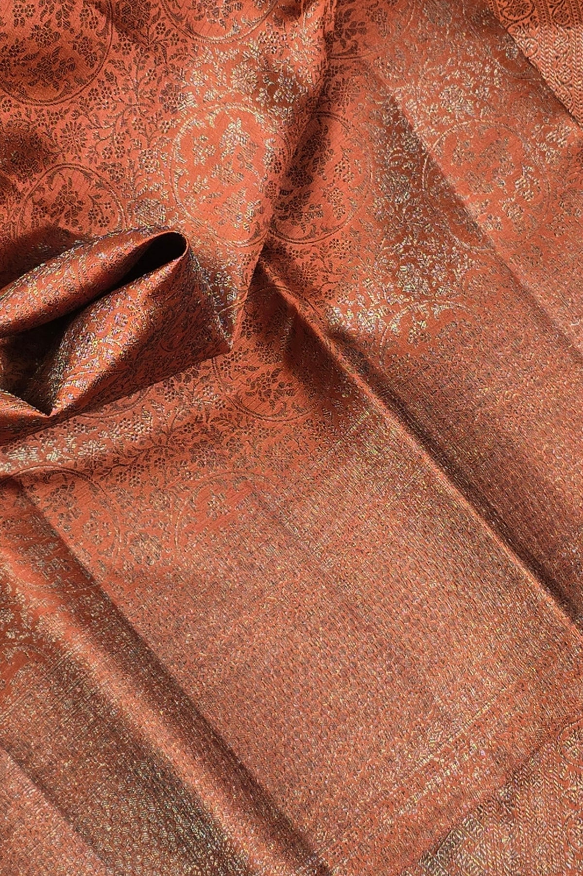 Elegant Deep Chestnut Kanchipuram Silk Saree