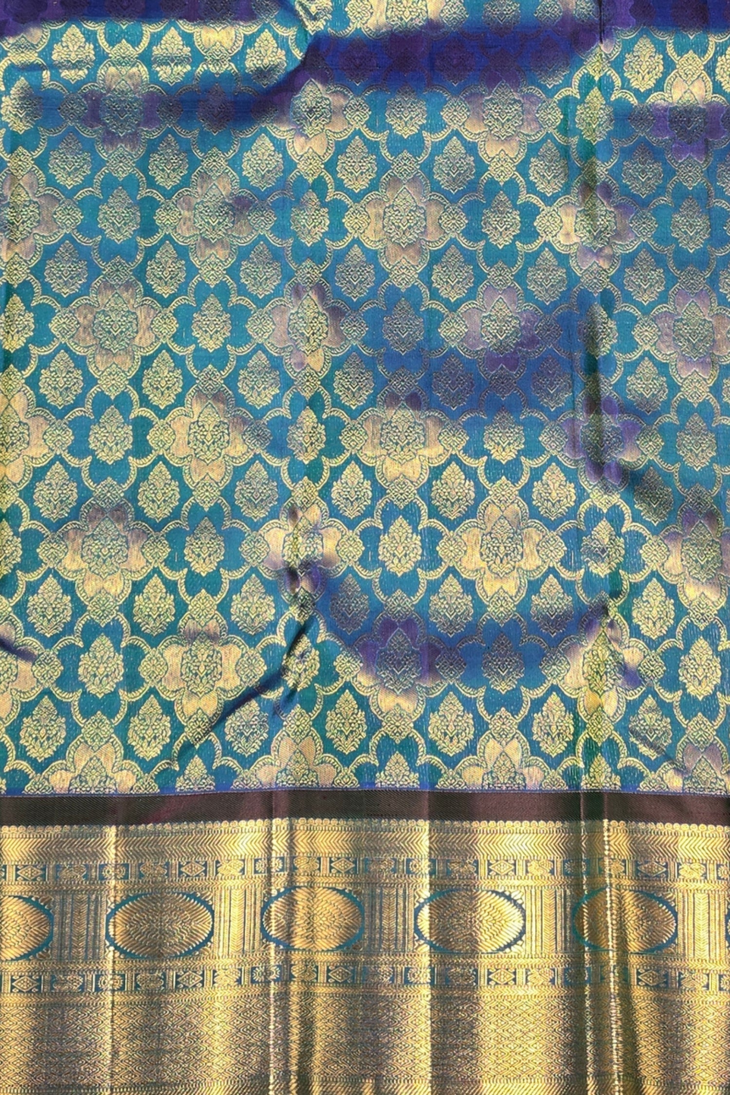 Elegant Sea Blue Kanchipuram Silk Saree with Blue Border
