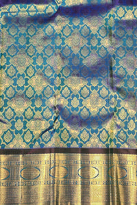 Elegant Sea Blue Kanchipuram Silk Saree with Blue Border