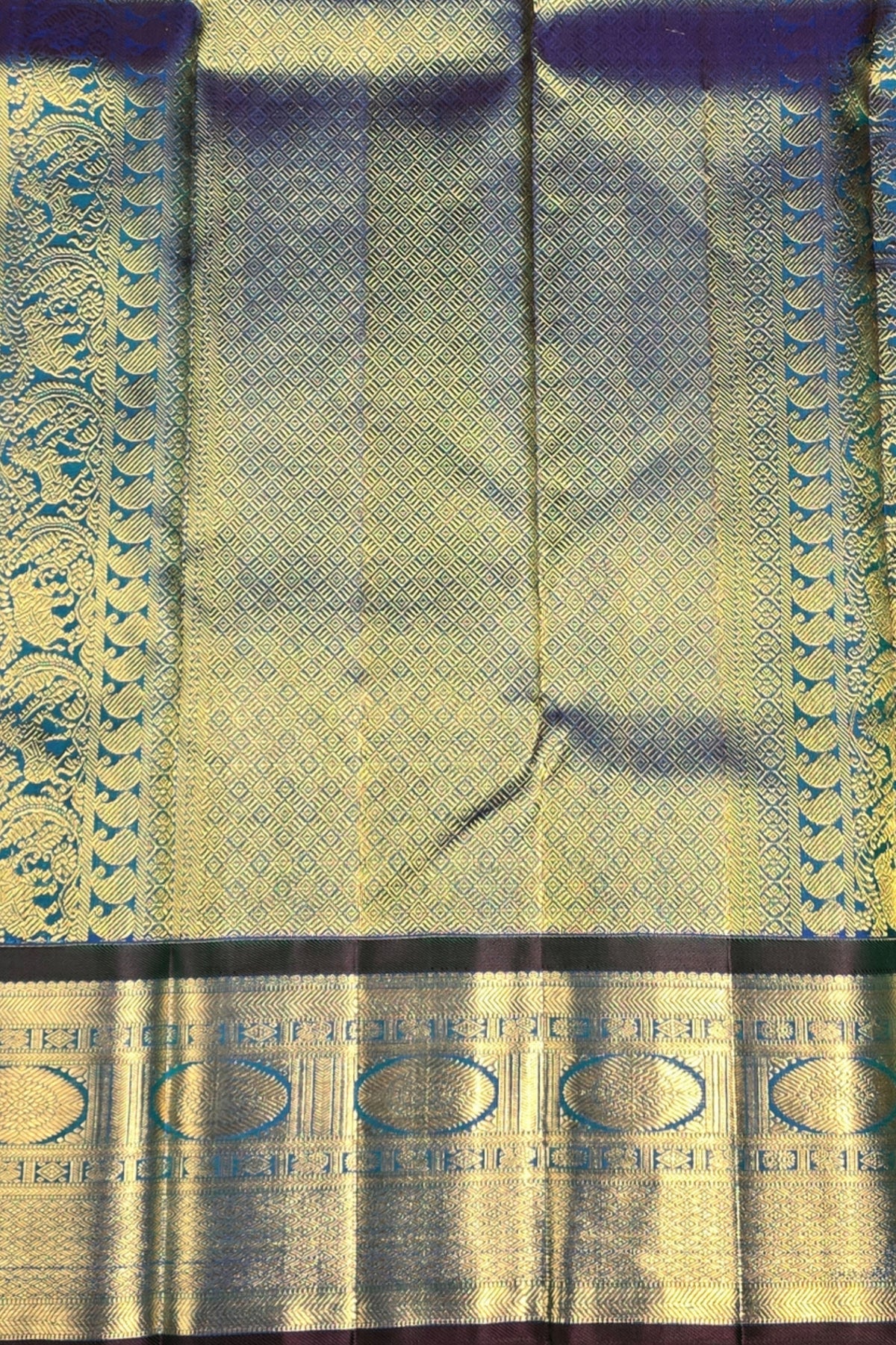 Elegant Sea Blue Kanchipuram Silk Saree with Blue Border