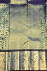 Elegant Sea Blue Kanchipuram Silk Saree with Blue Border