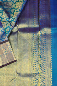 Elegant Sea Blue Kanchipuram Silk Saree with Blue Border
