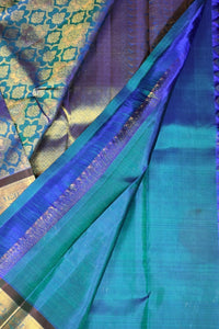 Elegant Sea Blue Kanchipuram Silk Saree with Blue Border