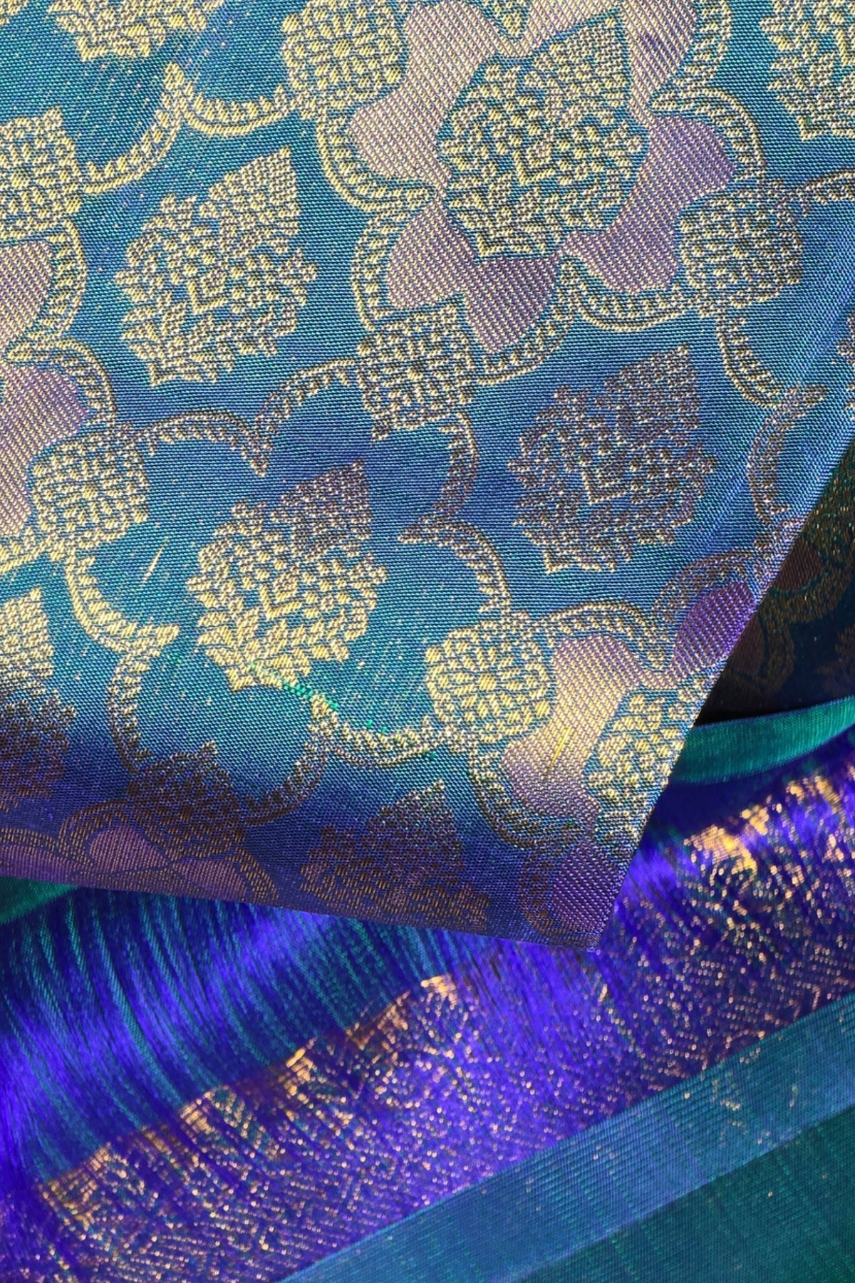 Elegant Sea Blue Kanchipuram Silk Saree with Blue Border