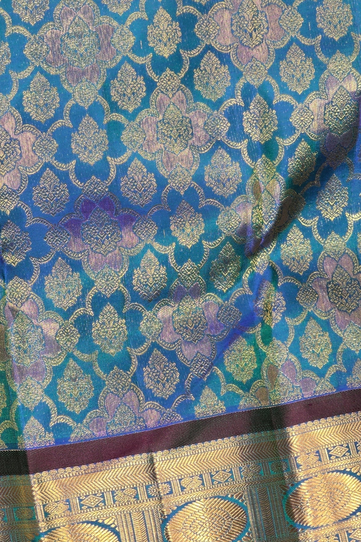 Elegant Sea Blue Kanchipuram Silk Saree with Blue Border