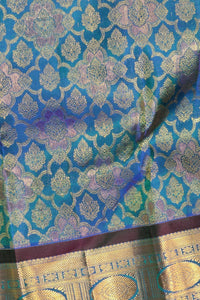 Elegant Sea Blue Kanchipuram Silk Saree with Blue Border