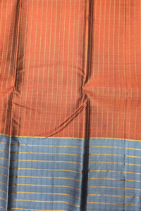 Coffee Brown Kanchipuram Silk Saree with Grey Border – Warm & Elegant