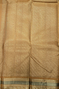 Navy Blue Kanchipuram Silk Saree with Yellow Border – Classic & Vibrant