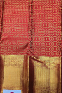 Red Kanchipuram Silk Saree with Gold Border – Regal & Traditional