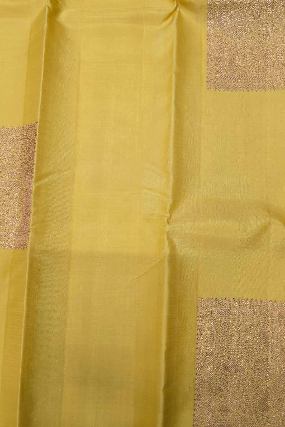 Yellow Kanchipuram Silk Saree with Grey Border – Bright & Graceful