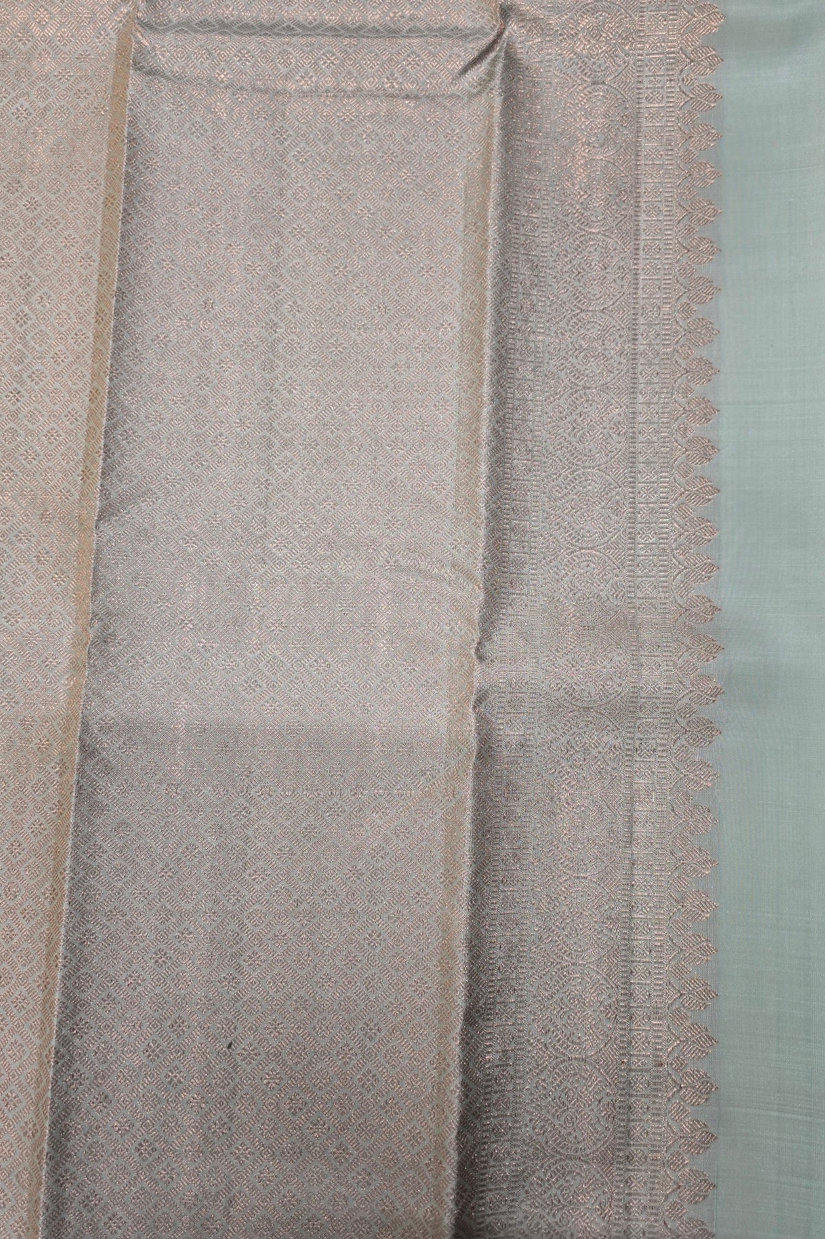 Yellow Kanchipuram Silk Saree with Grey Border – Bright & Graceful