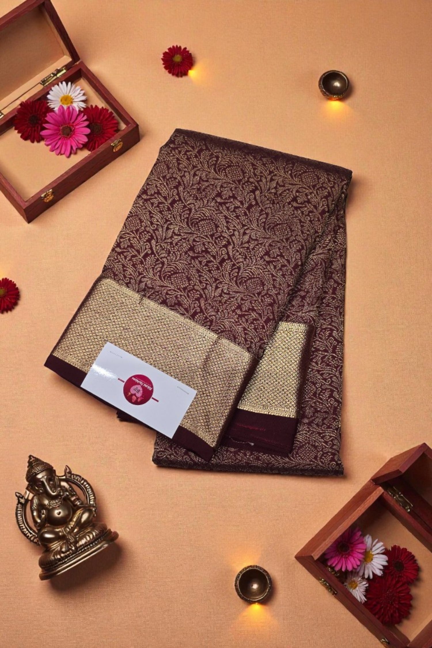 Brown Kanchipuram Silk Saree – Earthy & Classic